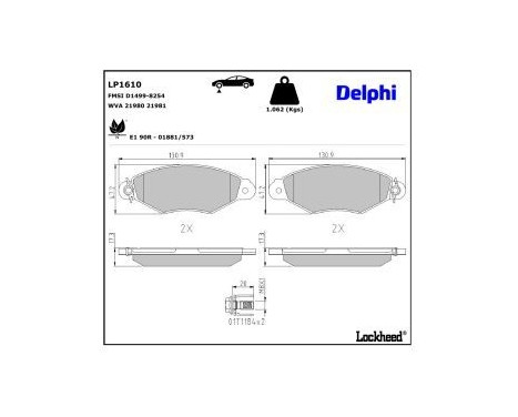 Bromsbeläggssats, skivbroms LP1610 Delphi, bild 4
