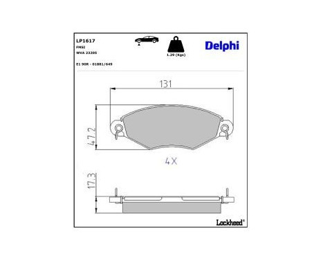 Bromsbeläggssats, skivbroms LP1617 Delphi, bild 4