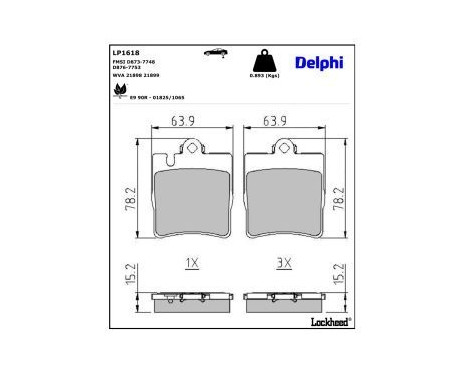 Bromsbeläggssats, skivbroms LP1618 Delphi, bild 3