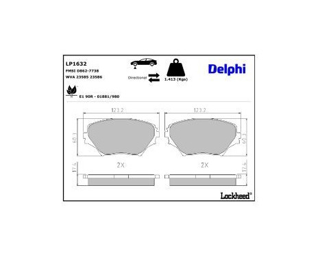 Bromsbeläggssats, skivbroms LP1632 Delphi, bild 3