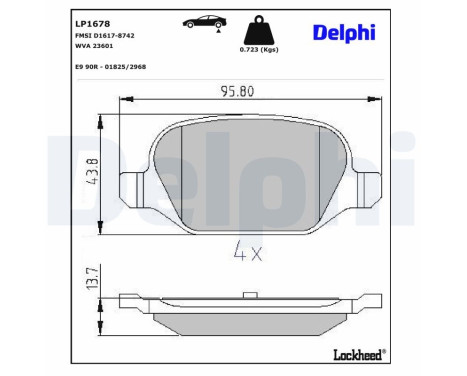 Bromsbeläggssats, skivbroms LP1678 Delphi