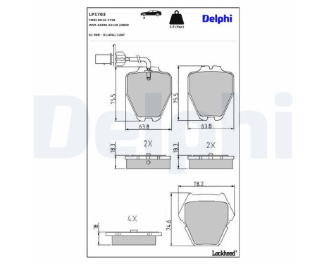 Bromsbeläggssats, skivbroms LP1703 Delphi
