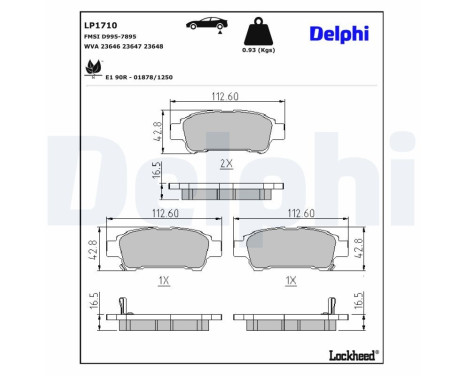 Bromsbeläggssats, skivbroms LP1710 Delphi