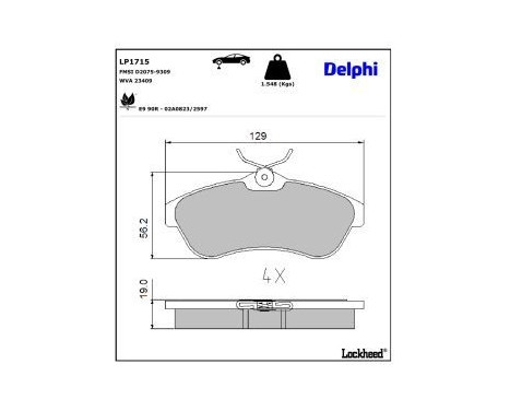 Bromsbeläggssats, skivbroms LP1715 Delphi