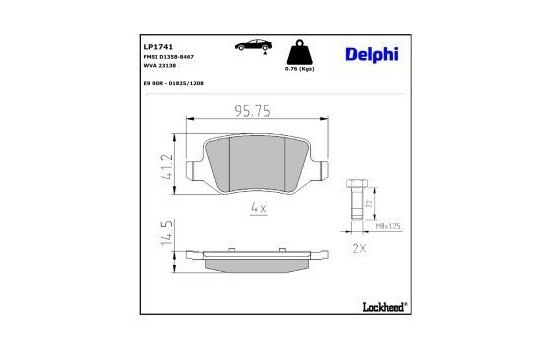 Bromsbeläggssats, skivbroms LP1741 Delphi, bild 3