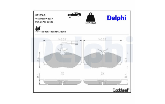 Bromsbeläggssats, skivbroms LP1748 Delphi, bild 4
