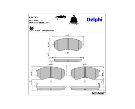 Bromsbeläggssats, skivbroms LP1773 Delphi