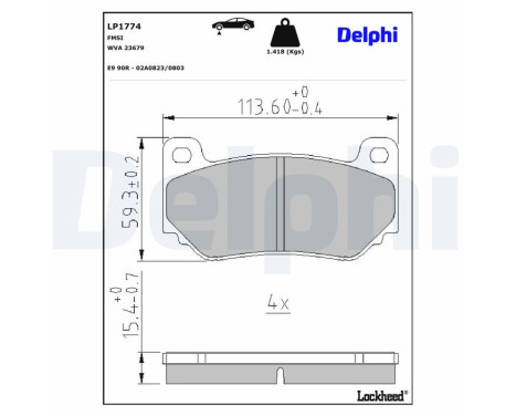 Bromsbeläggssats, skivbroms LP1774 Delphi