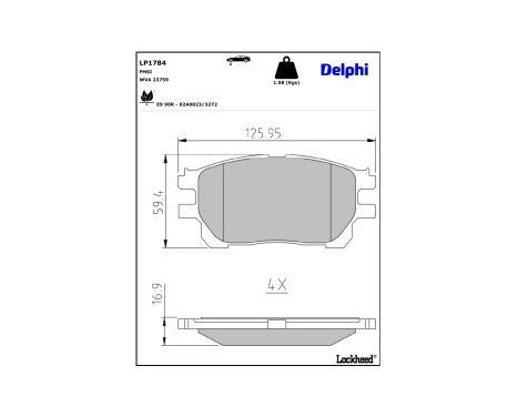 Bromsbeläggssats, skivbroms LP1784 Delphi