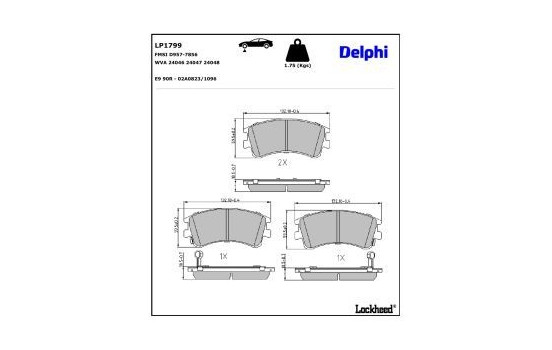 Bromsbeläggssats, skivbroms LP1799 Delphi