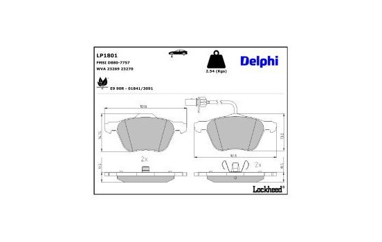 Bromsbeläggssats, skivbroms LP1801 Delphi