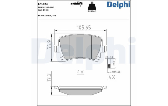 Bromsbeläggssats, skivbroms LP1824 Delphi, bild 2
