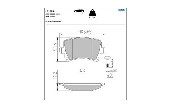 Bromsbeläggssats, skivbroms LP1824 Delphi, bild 6