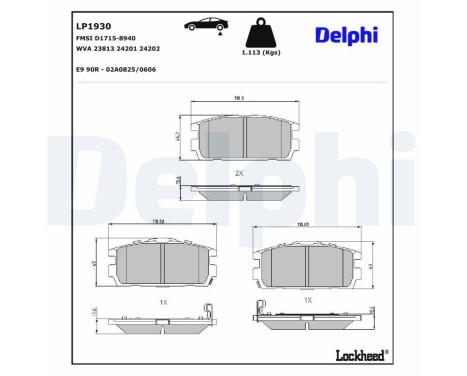 Bromsbeläggssats, skivbroms LP1930 Delphi