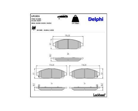 Bromsbeläggssats, skivbroms LP1931 Delphi