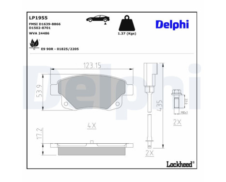 Bromsbeläggssats, skivbroms LP1955 Delphi