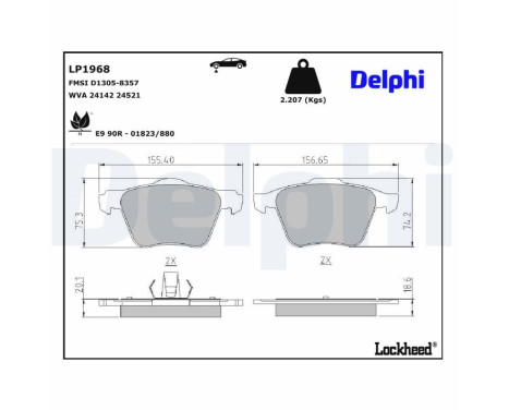 Bromsbeläggssats, skivbroms LP1968 Delphi