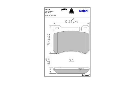 Bromsbeläggssats, skivbroms LP1979 Delphi
