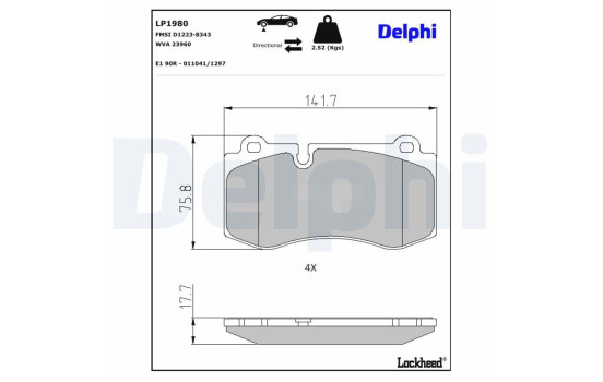 Bromsbeläggssats, skivbroms LP1980 Delphi
