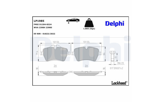 Bromsbeläggssats, skivbroms LP1985 Delphi, bild 3