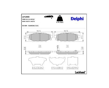 Bromsbeläggssats, skivbroms LP1999 Delphi, bild 3