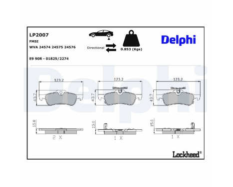 Bromsbeläggssats, skivbroms LP2007 Delphi