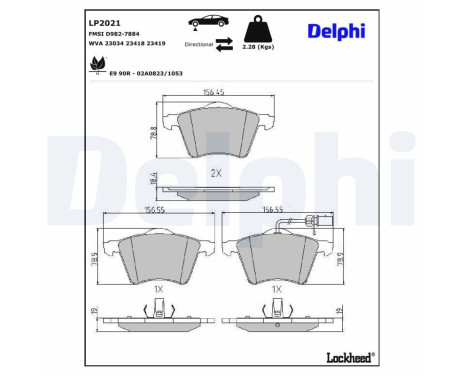 Bromsbeläggssats, skivbroms LP2021 Delphi