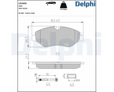 Bromsbeläggssats, skivbroms LP2039 Delphi