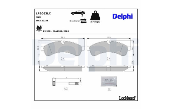 Bromsbeläggssats, skivbroms LP2063LC Delphi