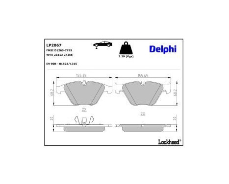 Bromsbeläggssats, skivbroms LP2067 Delphi, bild 3