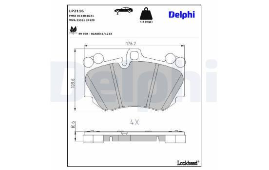 Bromsbeläggssats, skivbroms LP2116 Delphi
