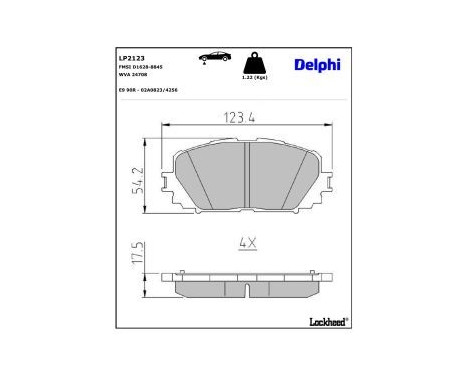 Bromsbeläggssats, skivbroms LP2123 Delphi