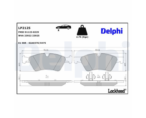 Bromsbeläggssats, skivbroms LP2125 Delphi