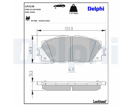 Bromsbeläggssats, skivbroms LP2135 Delphi