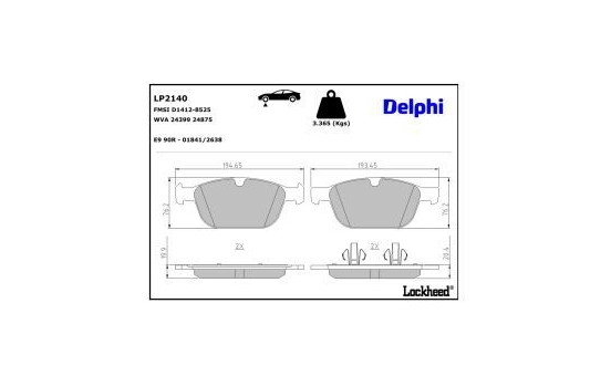 Bromsbeläggssats, skivbroms LP2140 Delphi, bild 3