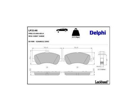 Bromsbeläggssats, skivbroms LP2146 Delphi, bild 2