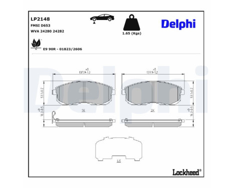 Bromsbeläggssats, skivbroms LP2148 Delphi
