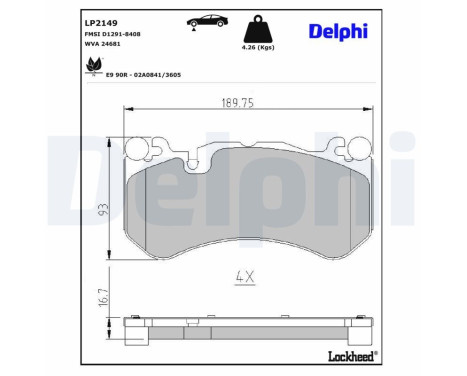 Bromsbeläggssats, skivbroms LP2149 Delphi