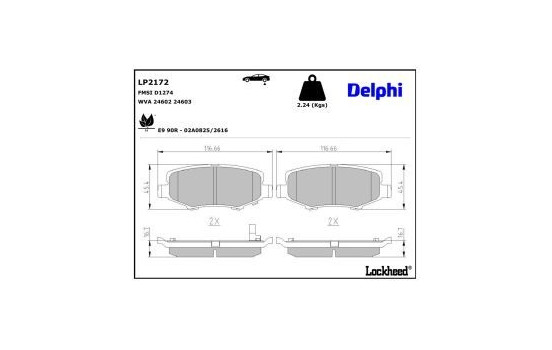 Bromsbeläggssats, skivbroms LP2172 Delphi, bild 3