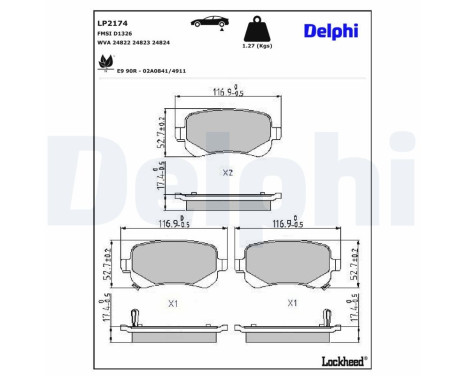 Bromsbeläggssats, skivbroms LP2174 Delphi