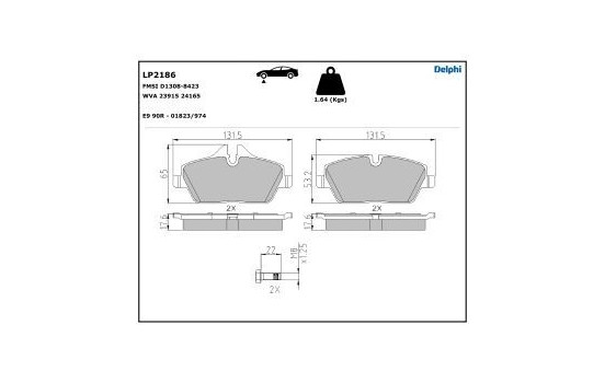 Bromsbeläggssats, skivbroms LP2186 Delphi, bild 5