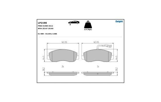Bromsbeläggssats, skivbroms LP2190 Delphi, bild 5