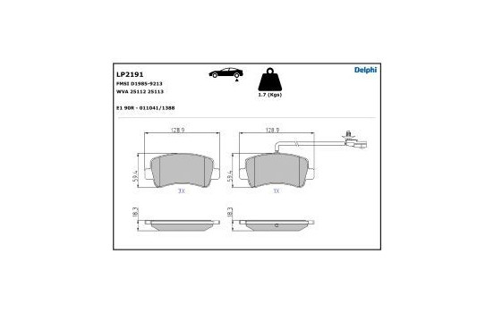 Bromsbeläggssats, skivbroms LP2191 Delphi, bild 5