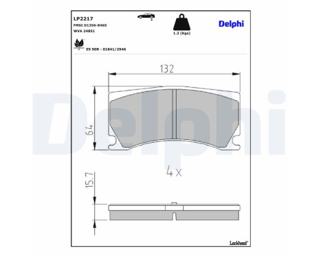 Bromsbeläggssats, skivbroms LP2217 Delphi