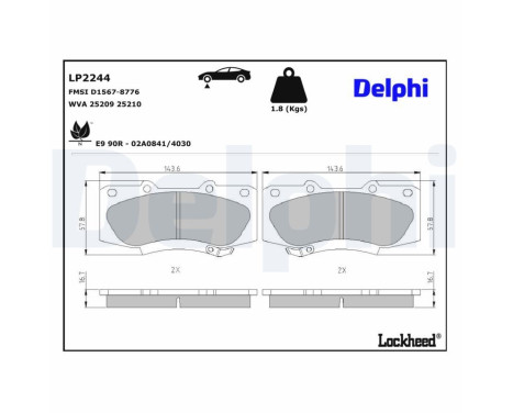 Bromsbeläggssats, skivbroms LP2244 Delphi