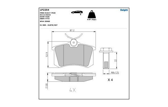 Bromsbeläggssats, skivbroms LP2254 Delphi, bild 5