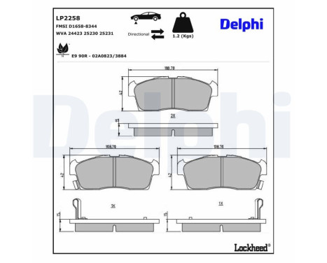 Bromsbeläggssats, skivbroms LP2258 Delphi