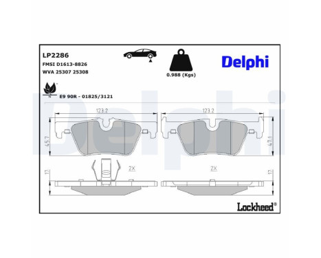 Bromsbeläggssats, skivbroms LP2286 Delphi