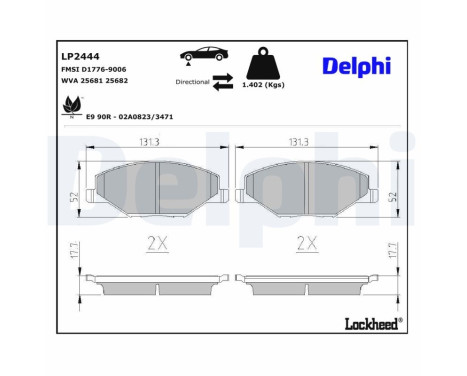 Bromsbeläggssats, skivbroms LP2444 Delphi