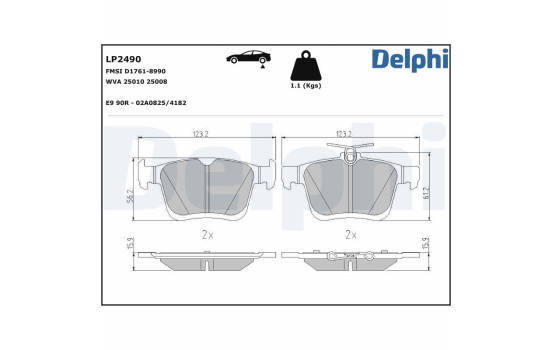 Bromsbeläggssats, skivbroms LP2490 Delphi
